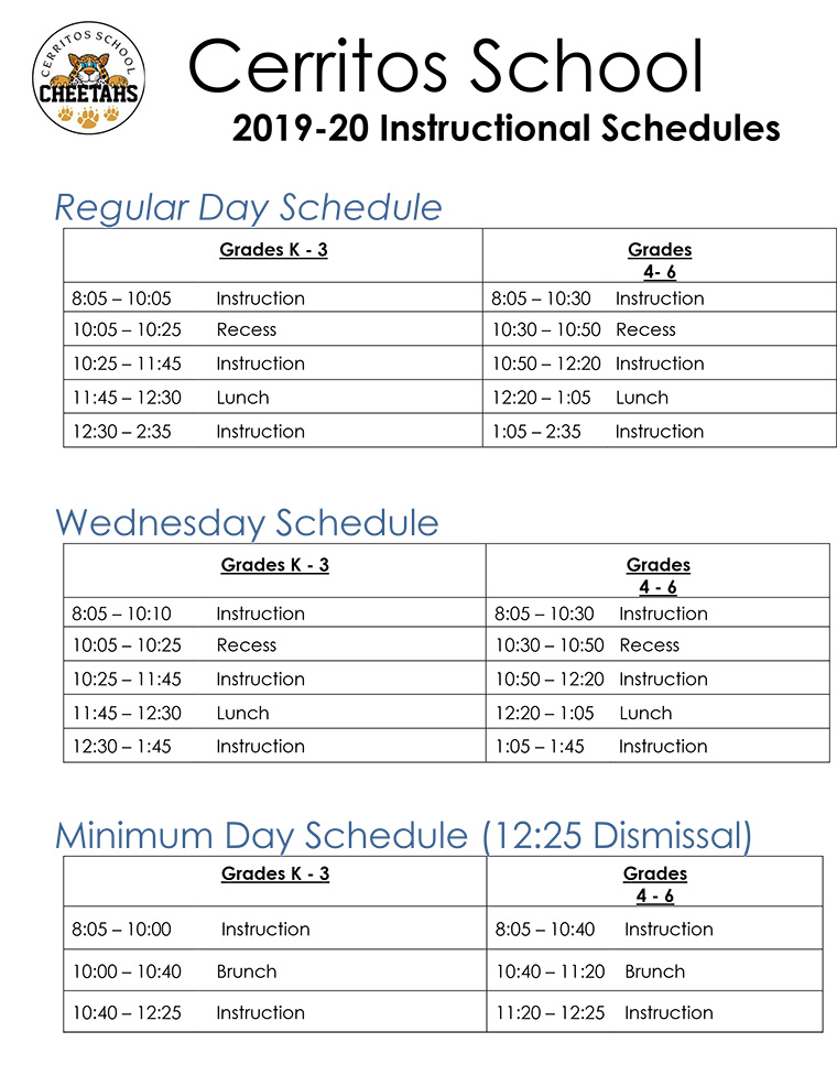 Savanna School District Cerritos Bell Schedule